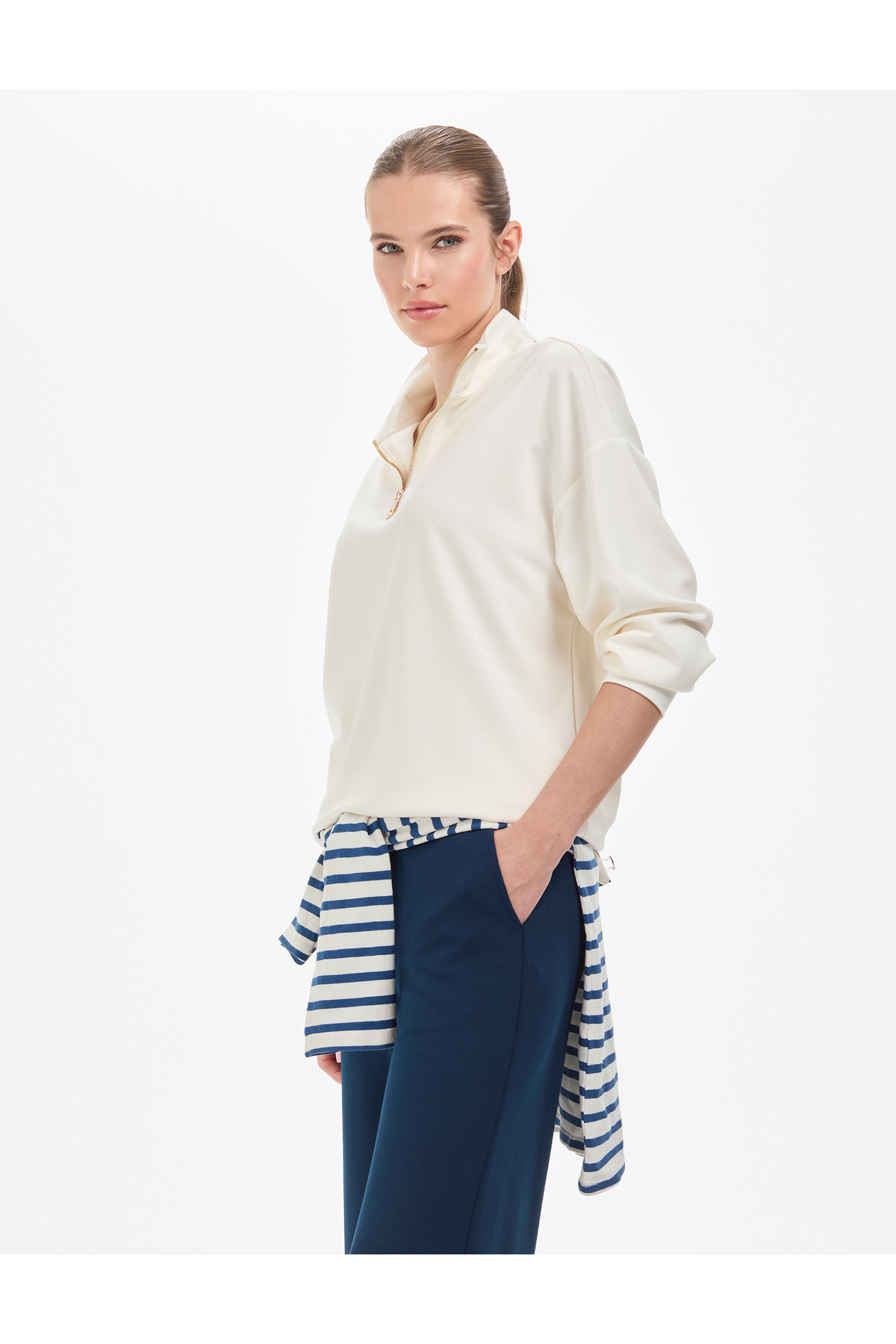 Pierre Cardin  Ekru Regular Fit Modal Kumaş Sweatshirt 50308116-VR019 - Görsel 3