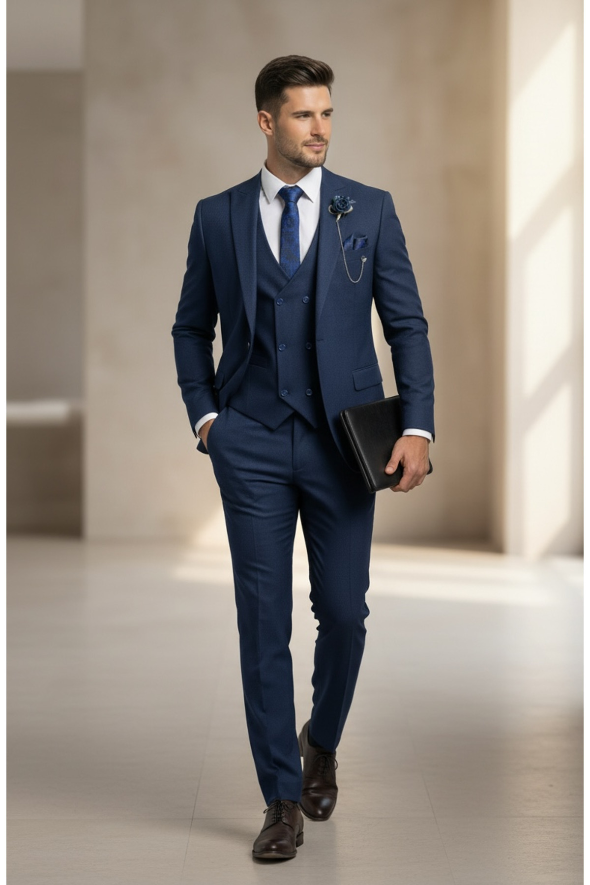AtlasGiyim Erkek Slim Fit Armüllü Yelekli Takım Elbise(yeni sezon) görsel 5