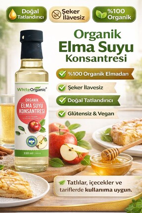 White Organic Organik Elma Suyu Konsantresi 330 Gr Glütensiz Vegan