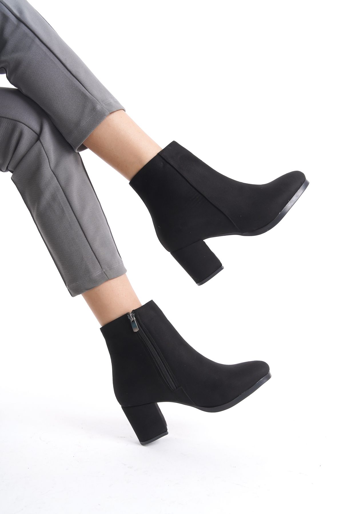 marina rosse Marina Rosse Women's Liva Black Suede Flat Heeled Short Boots