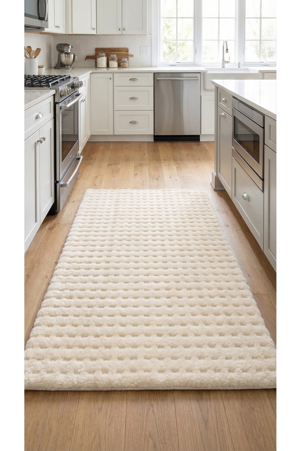 Yuma Bubble Cream Plush Carpet|Living Room -Kitchen-Entrance-Living Room-Soft-Anti-Slip Base-Washable–Modern