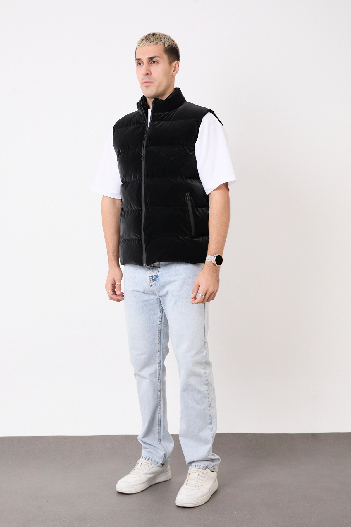 blayn jeans  Erkek siyah Şişme Yelek – Hafif, Dik Yaka, Günlük Kullanım - Görsel 6