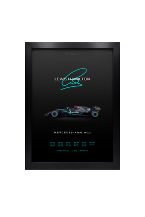 KAYNOCK Lewis Hamilton, Mercedes, Formula 1 Poster Tablo Siyah Çerçeve