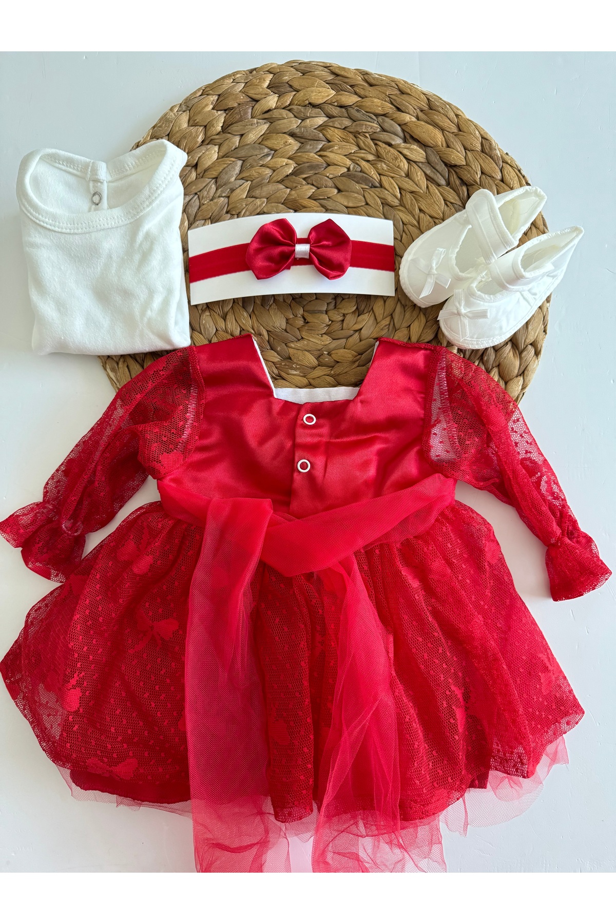 PİLEKİ BABY ( 4 Parça ) 0 3 Ay Yenidoğan Bebek Mevlüt Elbisesi Bayramlık Düğün Özel Gün Elbisesi fotoğrafı 6 (önizleme)