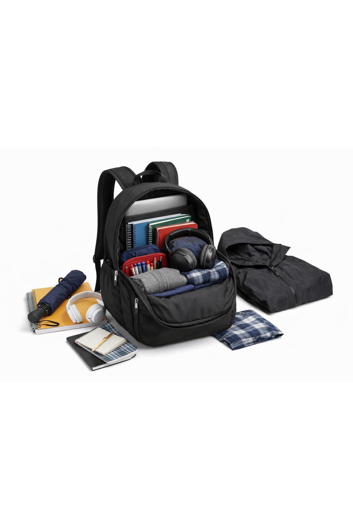 citycenterfashion  Unisex Krinkıl Okul Sırt Çantası Ortaokul Lise Üniversite Su Geçirmez Kumaş Laptop Cepli cty-lbn-104 - Görsel 8