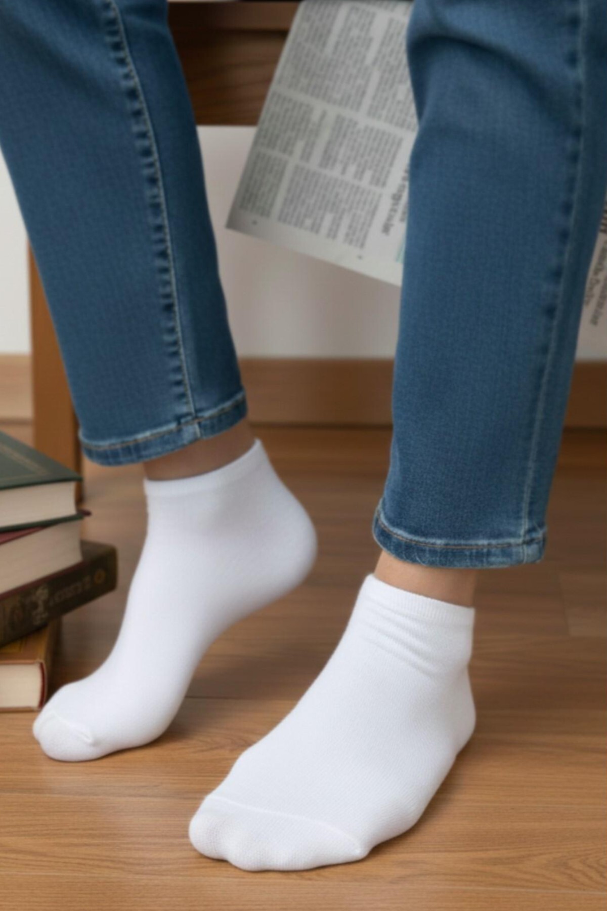 YASYAS  10 Çift Pamuklu Likralı Beyaz Unisex Patik Çorap - Görsel 2