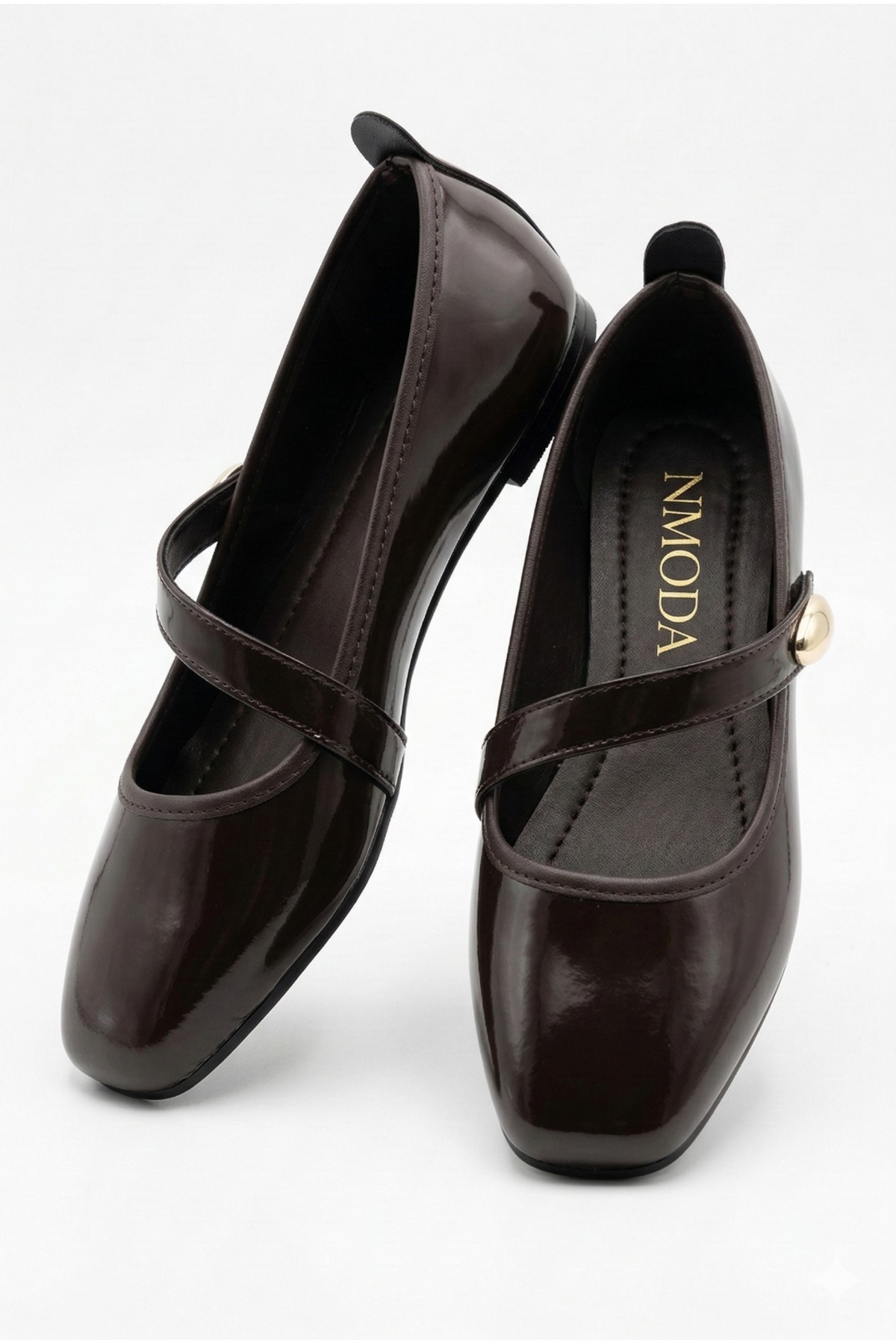 StWenn  Rugan Acı kahve Altın Tokalı Rugan Mary Jane Babet Şık Tokalı Ortopedik Taban Günlük Ayakkabı - Görsel 3