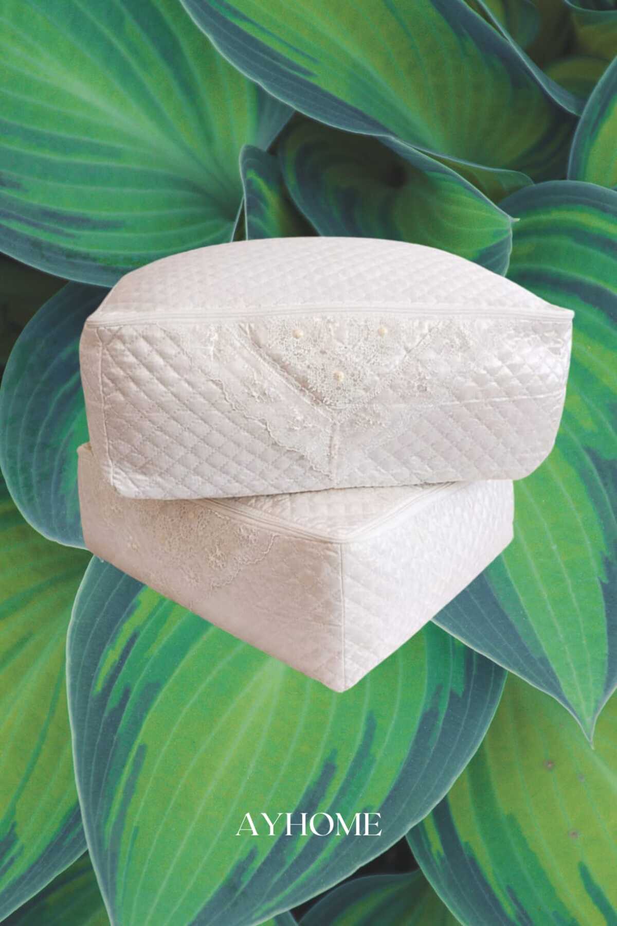 Evim 2 Li Dowry Pearl Satin Quilted Hurc Bride Groom Bundle Pillow Sweater Hurc Cream Color