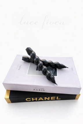 luce fioca 2 Adet Siyah Burgu Dekoratif Spiral Şamdan Mum