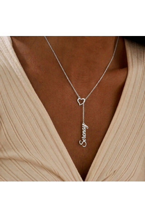 Soleildor 925 ayar Orijinal Gümüş Kişiye Özel Kalpli İsim Gümüş Kolye(isim ya...