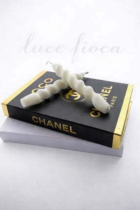 luce fioca 2 Adet Beyaz Burgu Dekoratif Spiral Şamdan Mum