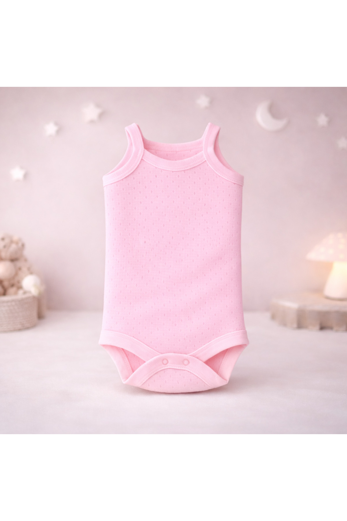 Novibaby 3'lü Jakarlı İp Askılı Bebek Body Zıbın Çıtçıtlı Pembe 100% Pamuk - Bebek Atlet Body Zıbın fotoğrafı 2 (önizleme)