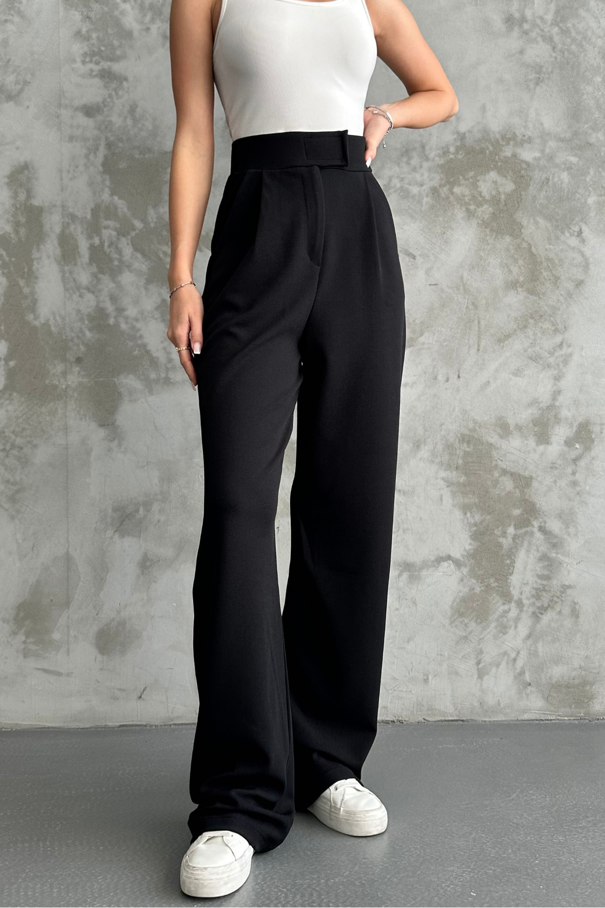 macharel jeans  Kadın Likralı Cırt Kapama Palazzo Pantolon - Görsel 4