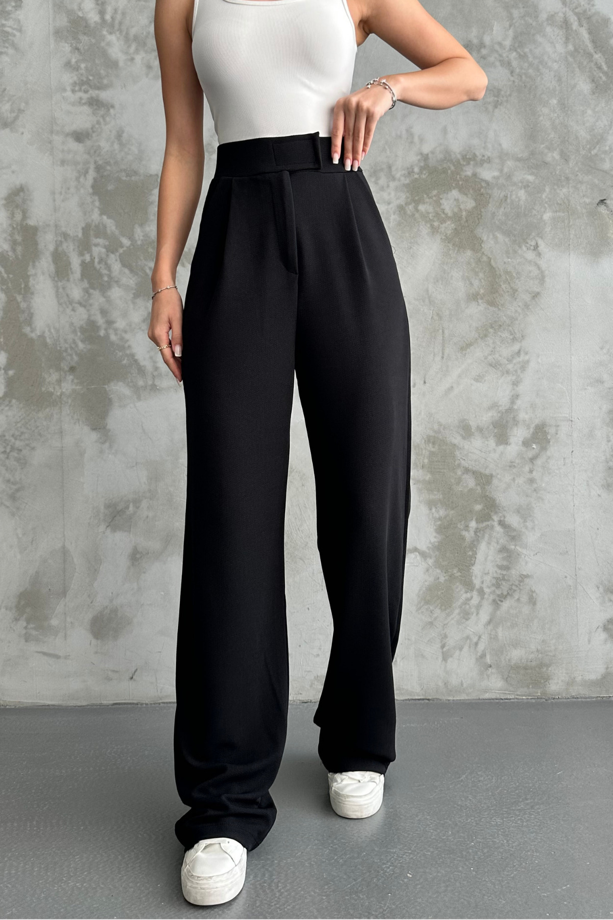 macharel jeans  Kadın Likralı Cırt Kapama Palazzo Pantolon - Görsel 3