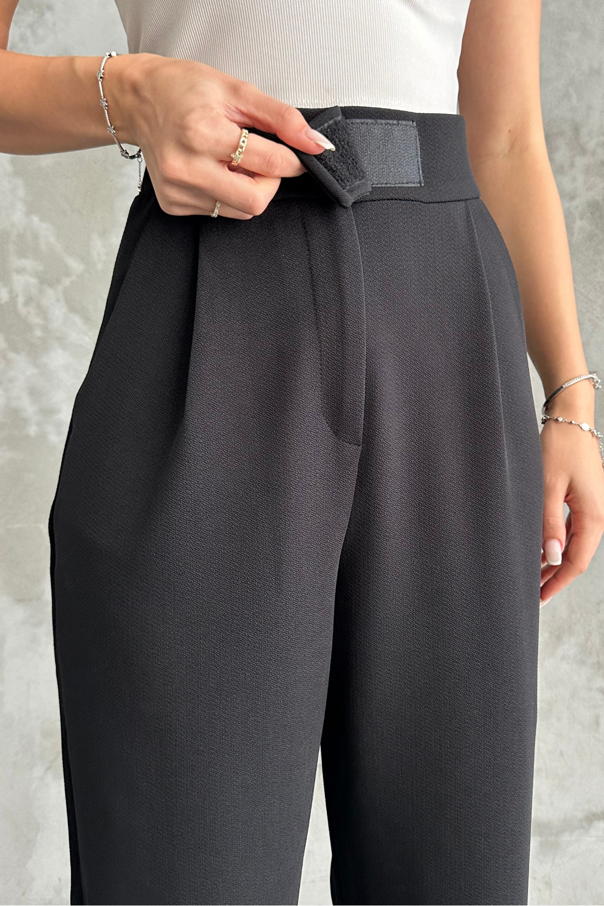 macharel jeans  Kadın Likralı Cırt Kapama Palazzo Pantolon - Görsel 6