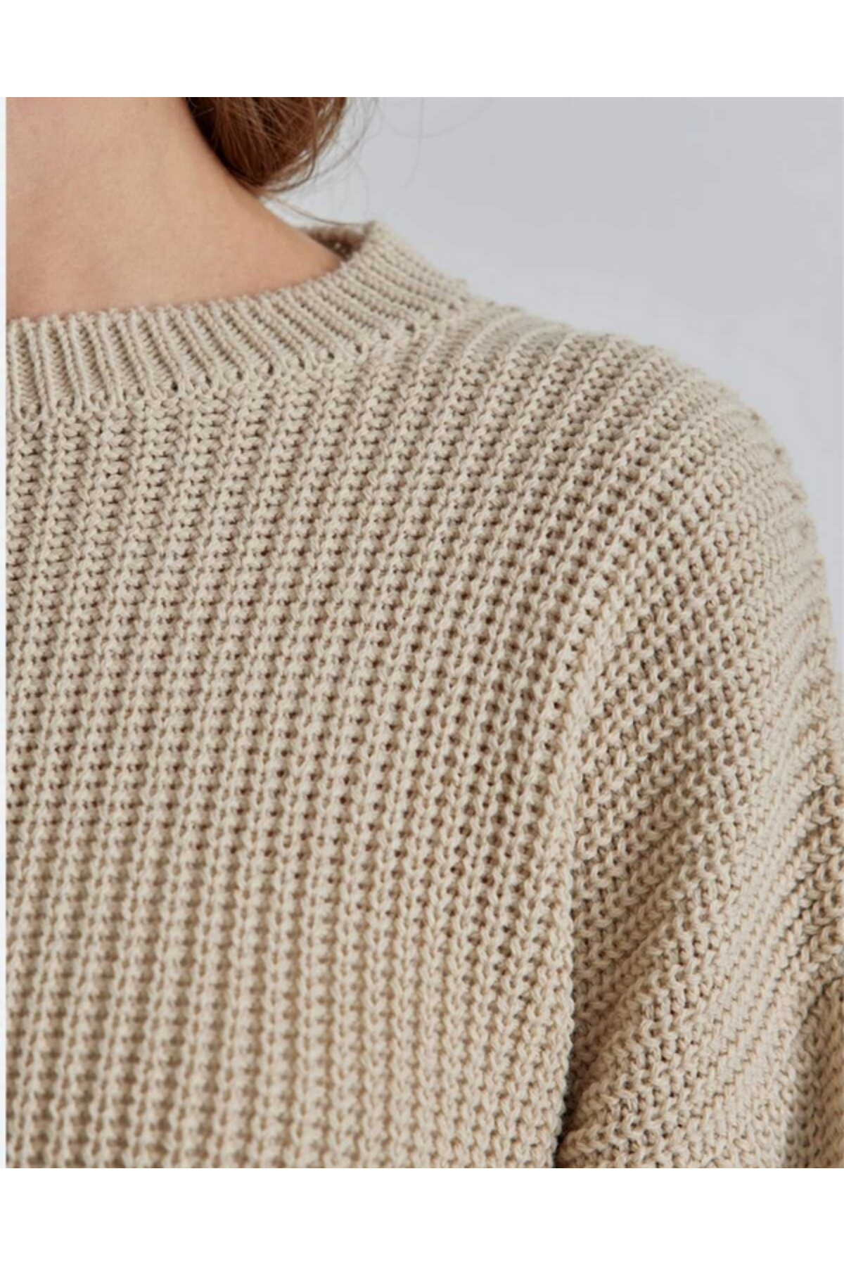 MODASPARK  Bej Bisiklet Yaka Oversize Kadın Triko Kazak - Görsel 7