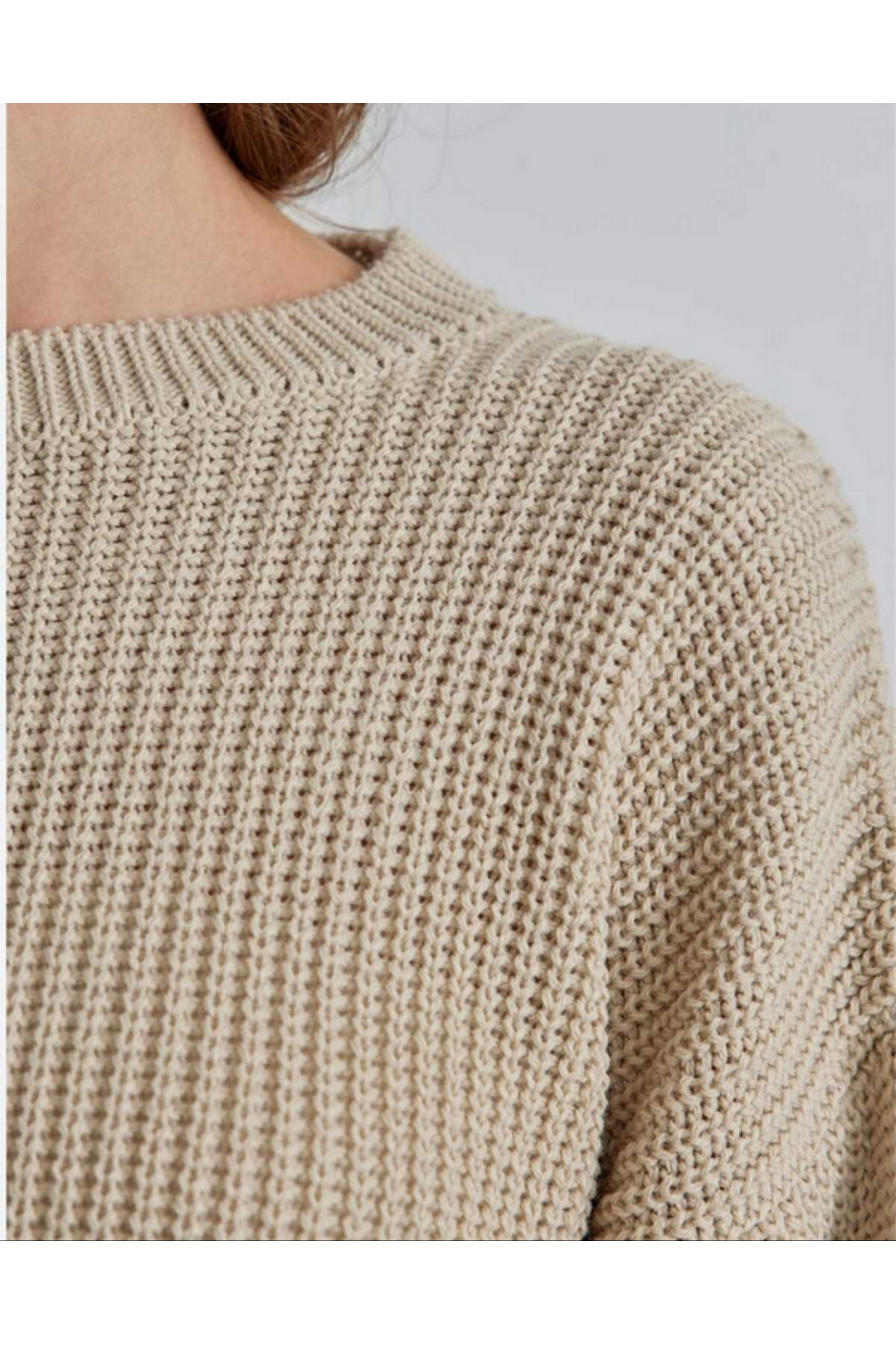 MODASPARK  Bej Bisiklet Yaka Oversize Kadın Triko Kazak - Görsel 8