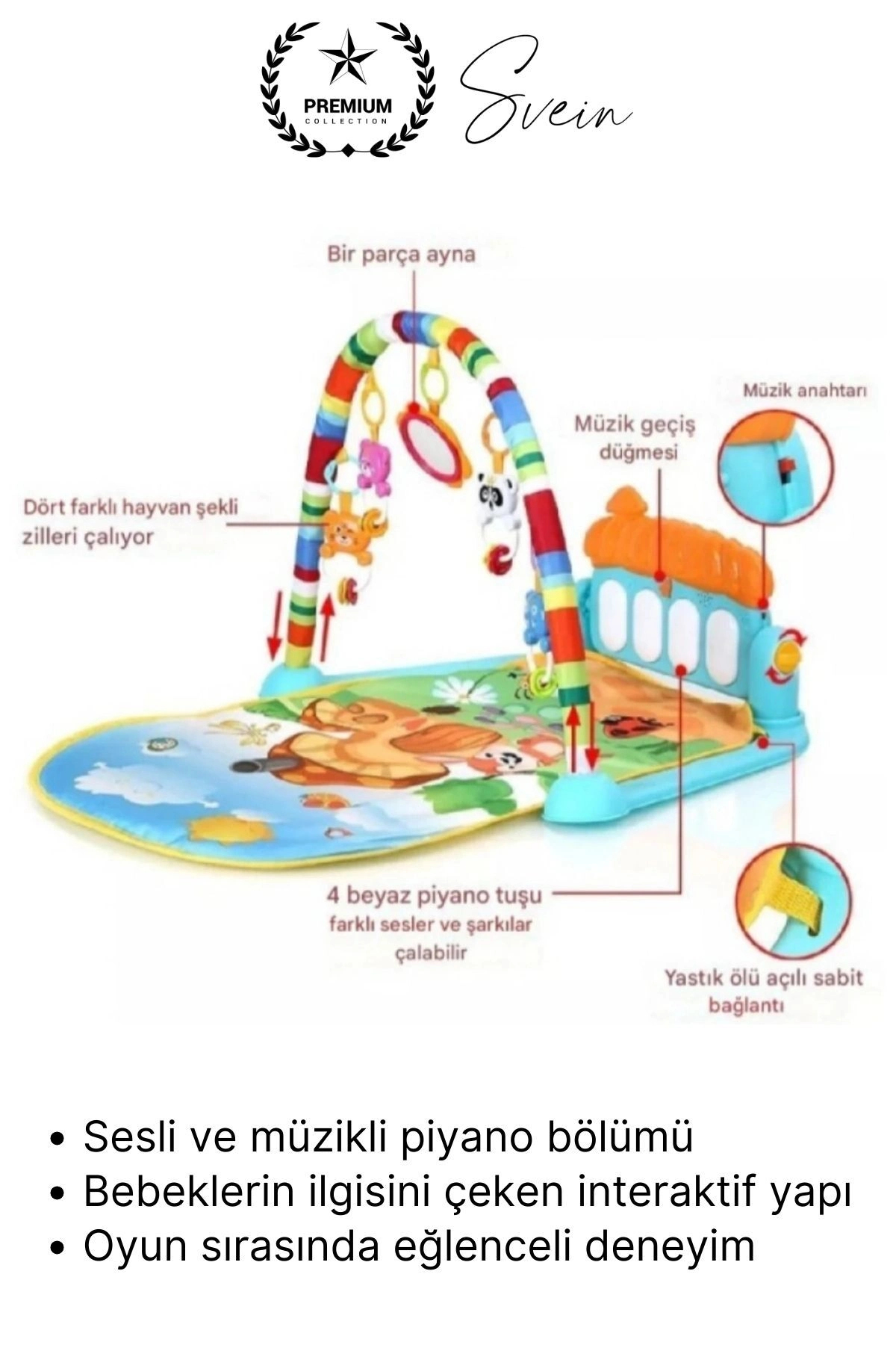 Svein #OyunHalısı Piyanolu Bebek Aktivite Oyun Halısı Asılabilir Oyuncaklı Yumuşak Zemin Aktivite Matı fotoğrafı 2 (önizleme)