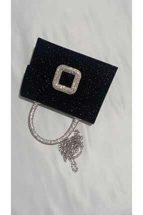Şarra Gossi Siyah Abiye Çanta Siyah Gece Çantası Tokalı Taşlı Abiye Çanta