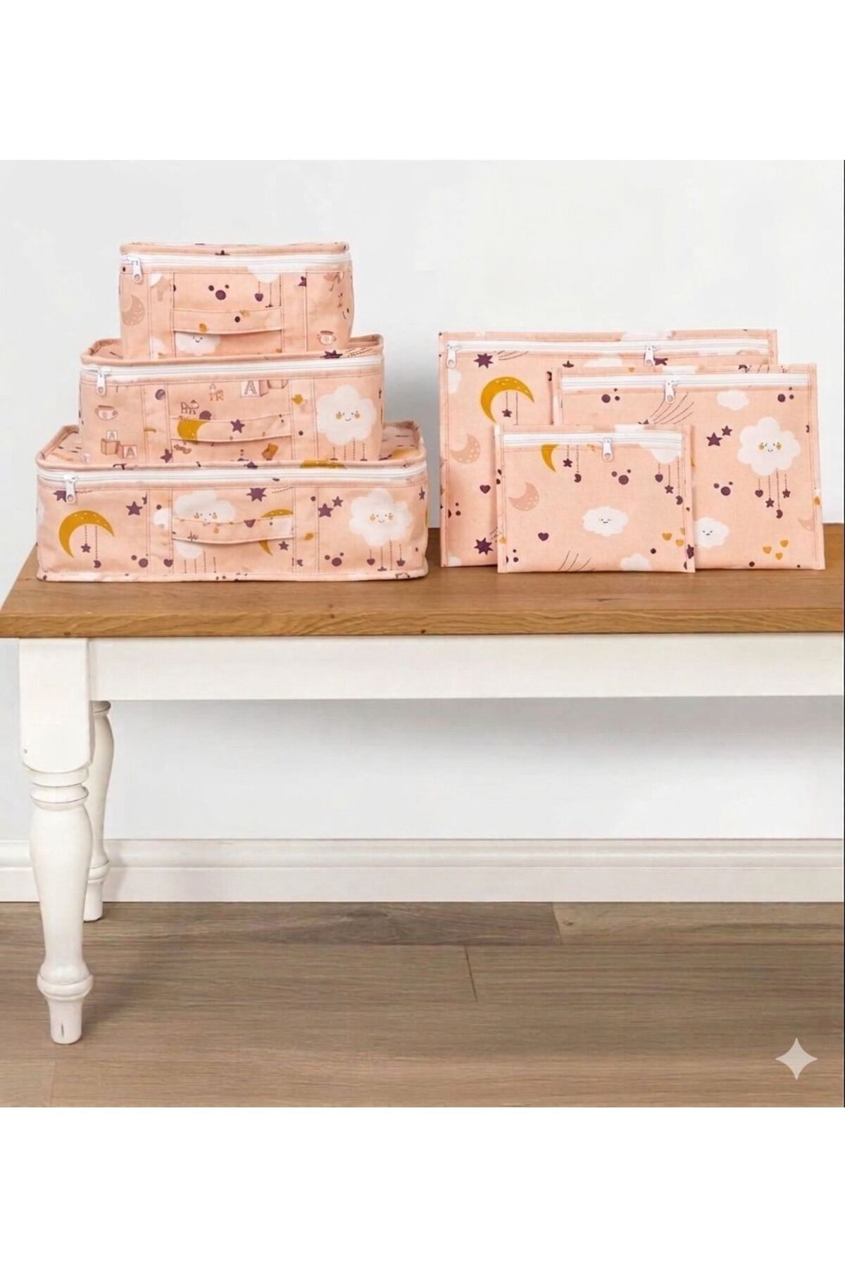 MorBebe Bebek 6'lı Desenli Fileli Bavul Valiz Içi Düzenleyici Hurç Organizer Pembe fotoğrafı 2 (önizleme)