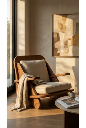 PRAKTURA STYLISH Berjer Tekli Ahşap k Ceviz Koltuk