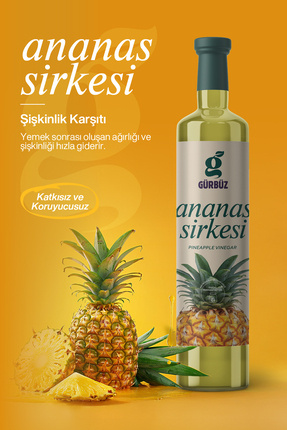 Gürbüzden Ananas Sirkesi Doğal Fermantasyon Pineapple Vinegar 500 Ml
