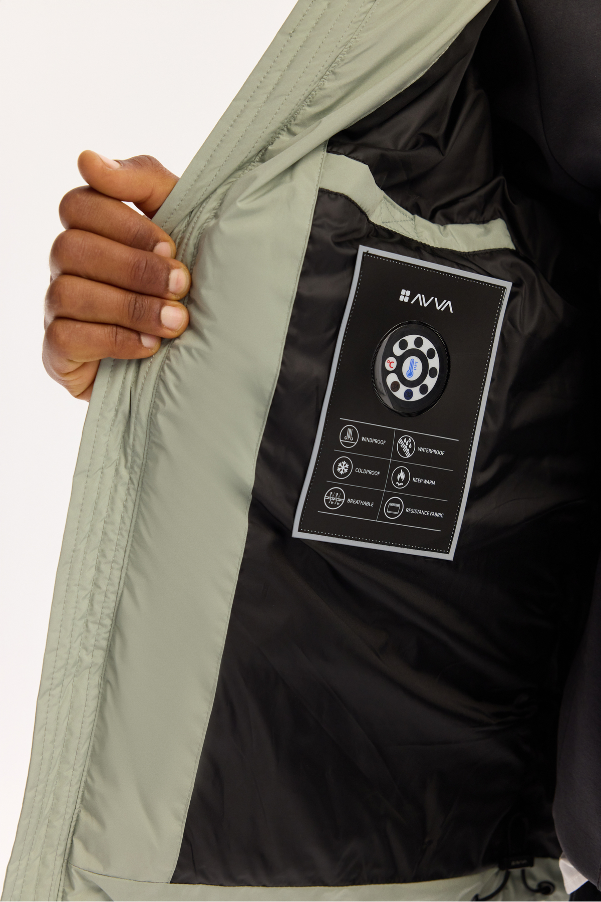 Avva  Erkek Nil Yeşili Kapüşonlu Su İtici Rüzgar Geçirmez -5°C Dayanıklı Comfort Fit Mont B006046 - Görsel 5