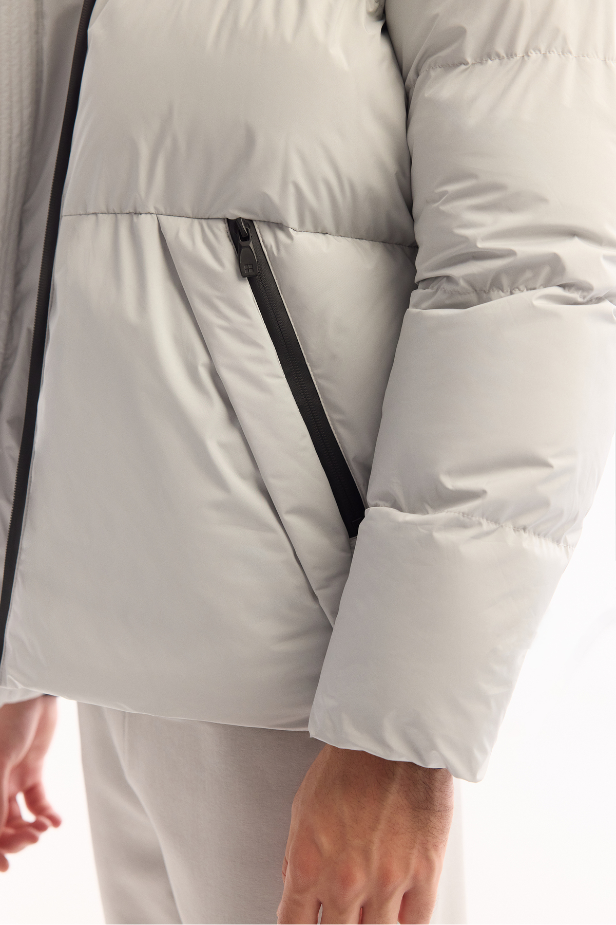 Avva  Erkek Açık Gri Kapüşonlu Su İtici Rüzgar Geçirmez -5°C Dayanıklı Comfort Fit Mont B006046 - Görsel 9