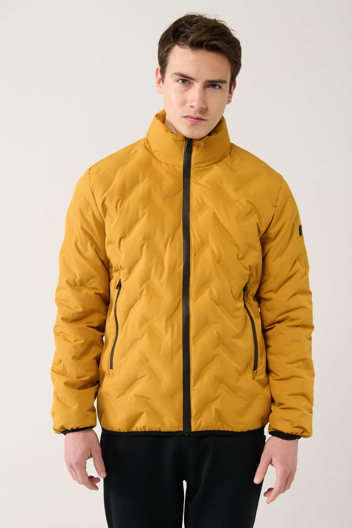 Avva  Erkek Safran Comfort Fit Şişme Dik Yaka Su İtici Rüzgar Geçirmez Hafif Mont E006036 - Görsel 3