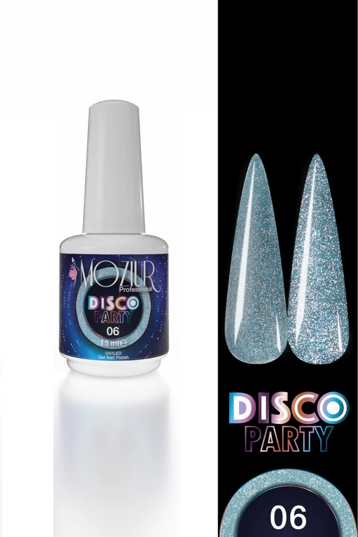 MOZIUR لاک دائمی ناخن UV/Led Disco Party 15ml — رنگارنگ 868308901830601