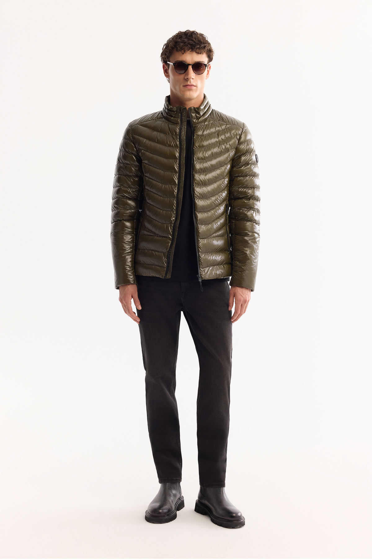 Avva  Erkek Haki Kaz Tüyü Su İtici Rüzgar Geçirmez Kumaş Dik Yaka Şişme Comfort Fit Mont B006015 - Görsel 7