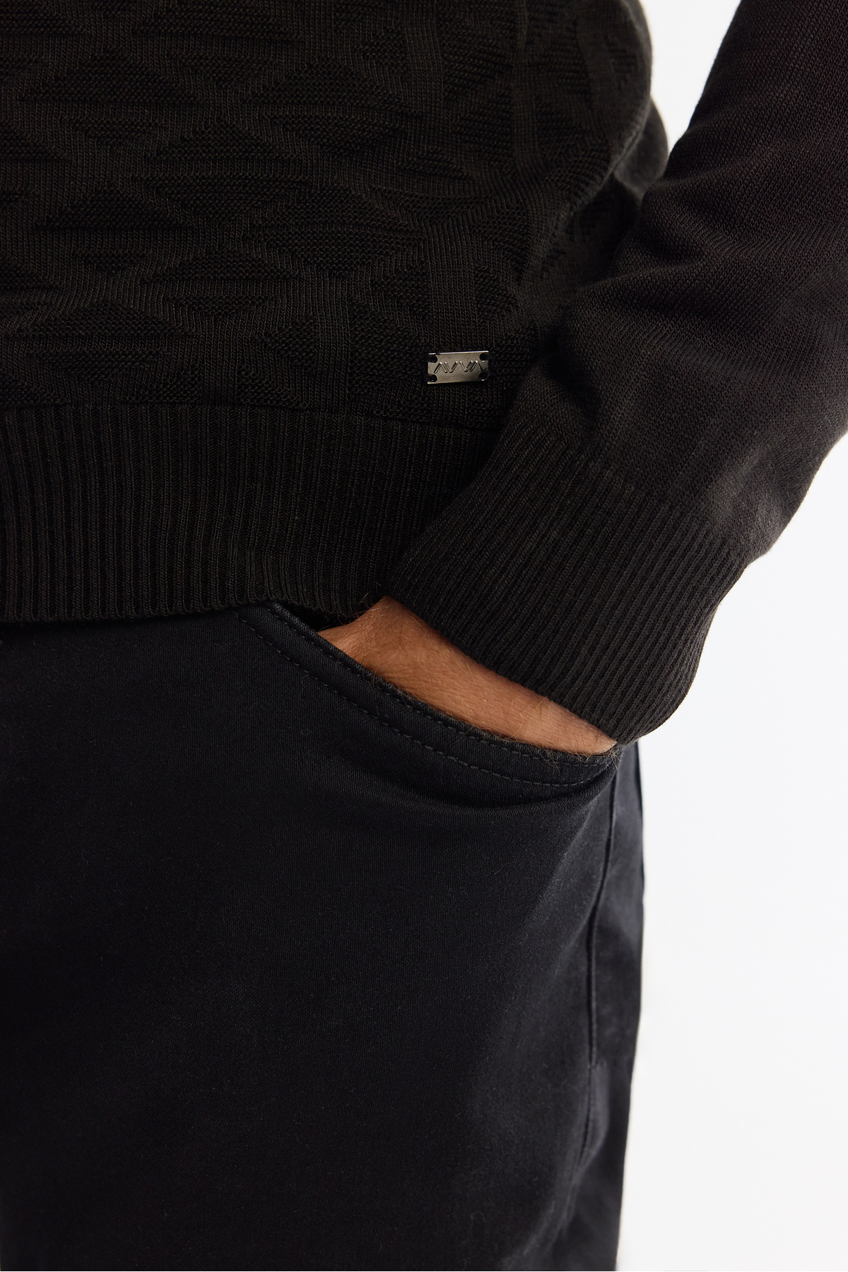 Avva  Erkek Siyah Dokulu Basic Kazak E005110 - Görsel 3