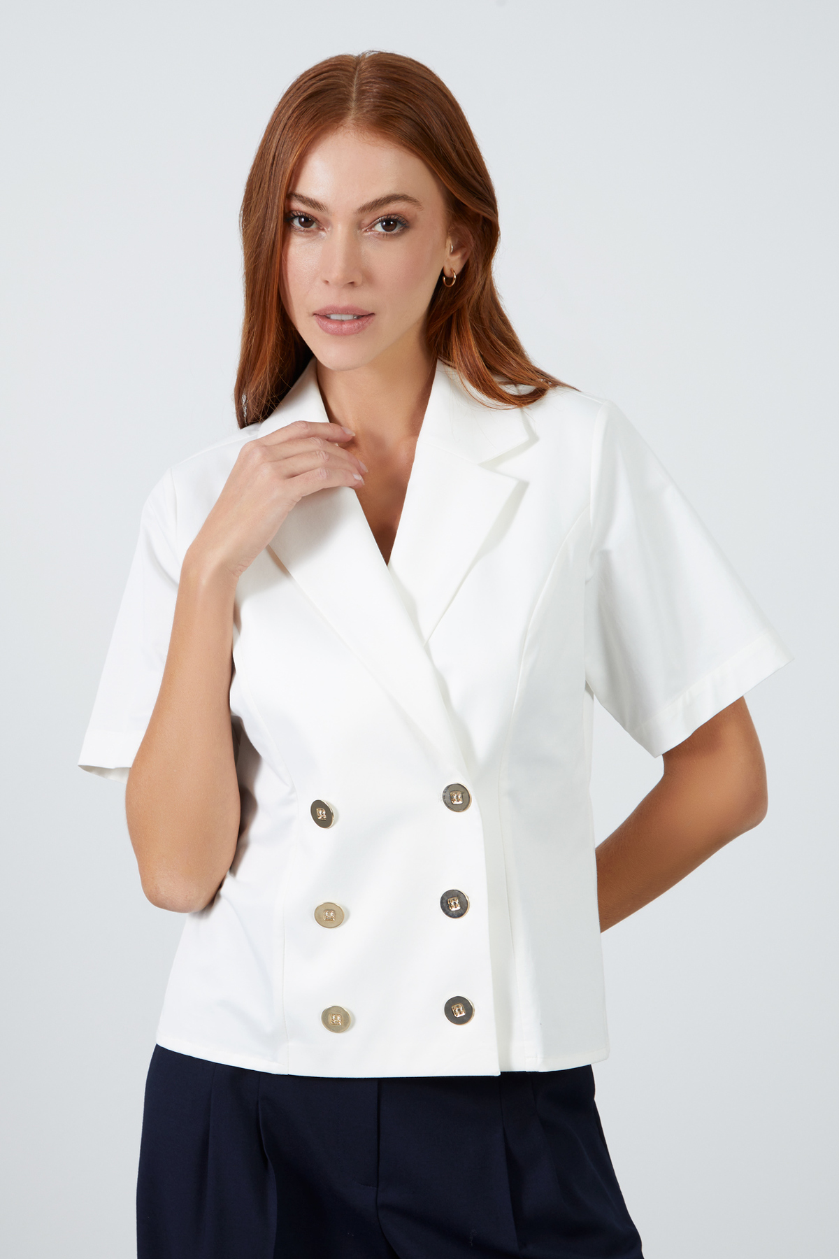 Wrap Closed Short Sleeve Blouse