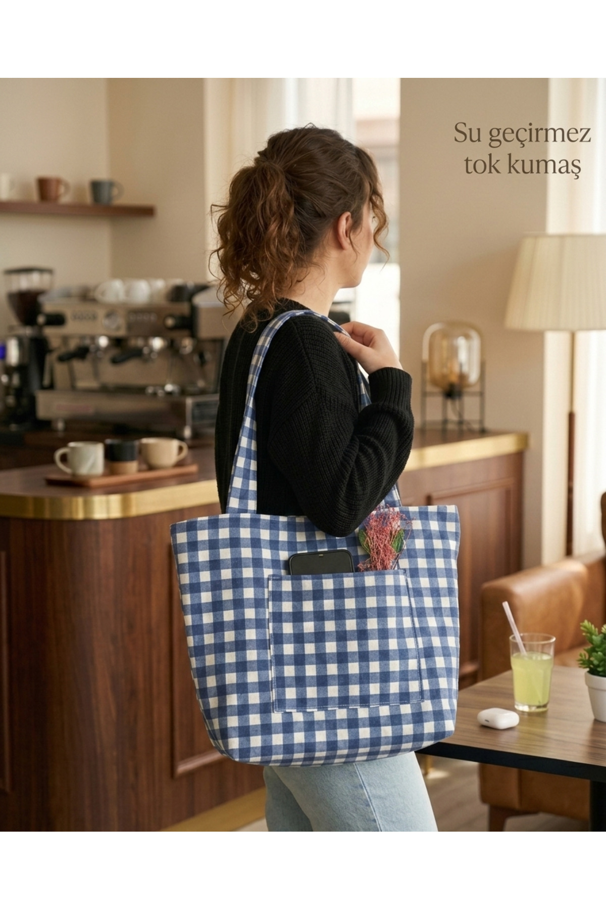 Handmade Su Geçirmez Pötikare kol çantası, Omuz Çanta, Laptop çanta,Kitap çanta Astarlı çanta makyaj çanta