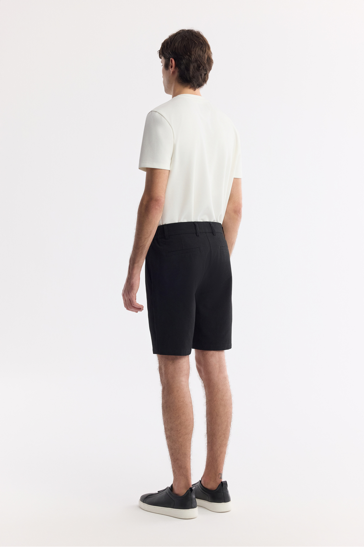 Avva  Erkek Siyah Yanı Lastikli Gofreli Bi-Stretch Slim Fit Chino Şort A51Y3730 - Görsel 3