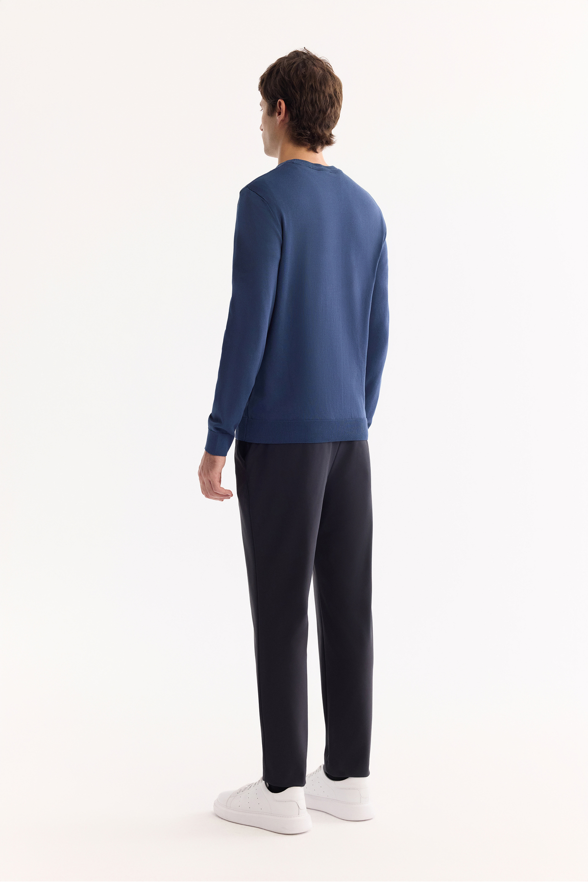 Avva  Erkek Lacivert Bisiklet Yaka Viskon Karışımlı Basic Triko Regular Fit Kazak B005021 - Görsel 4