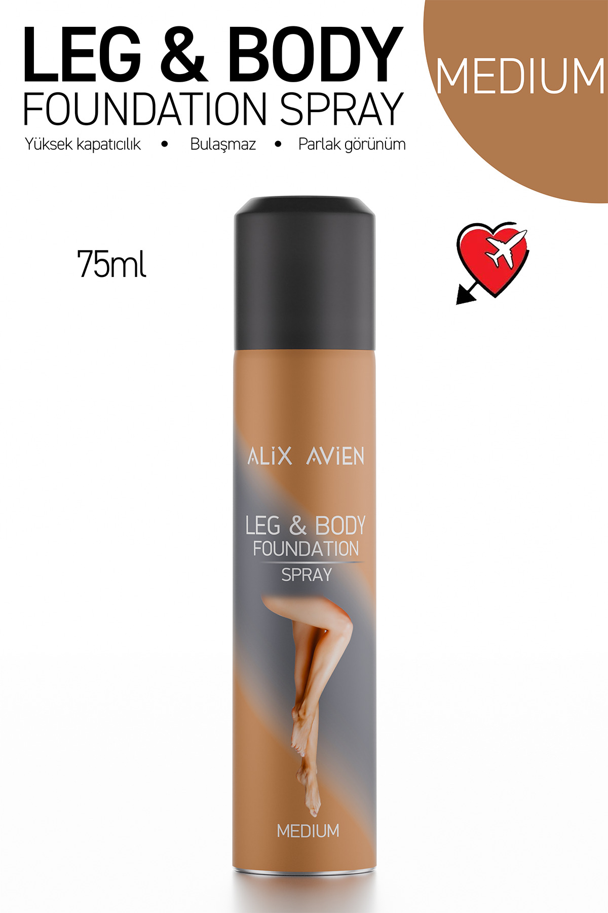Alix Avien Bacak Fondöteni Medium Vücut Makyajı Bronzlaştırıcı Etki Sprey Çorap - Leg & Body Foundation 75ml - Fiyatı, Yorumları