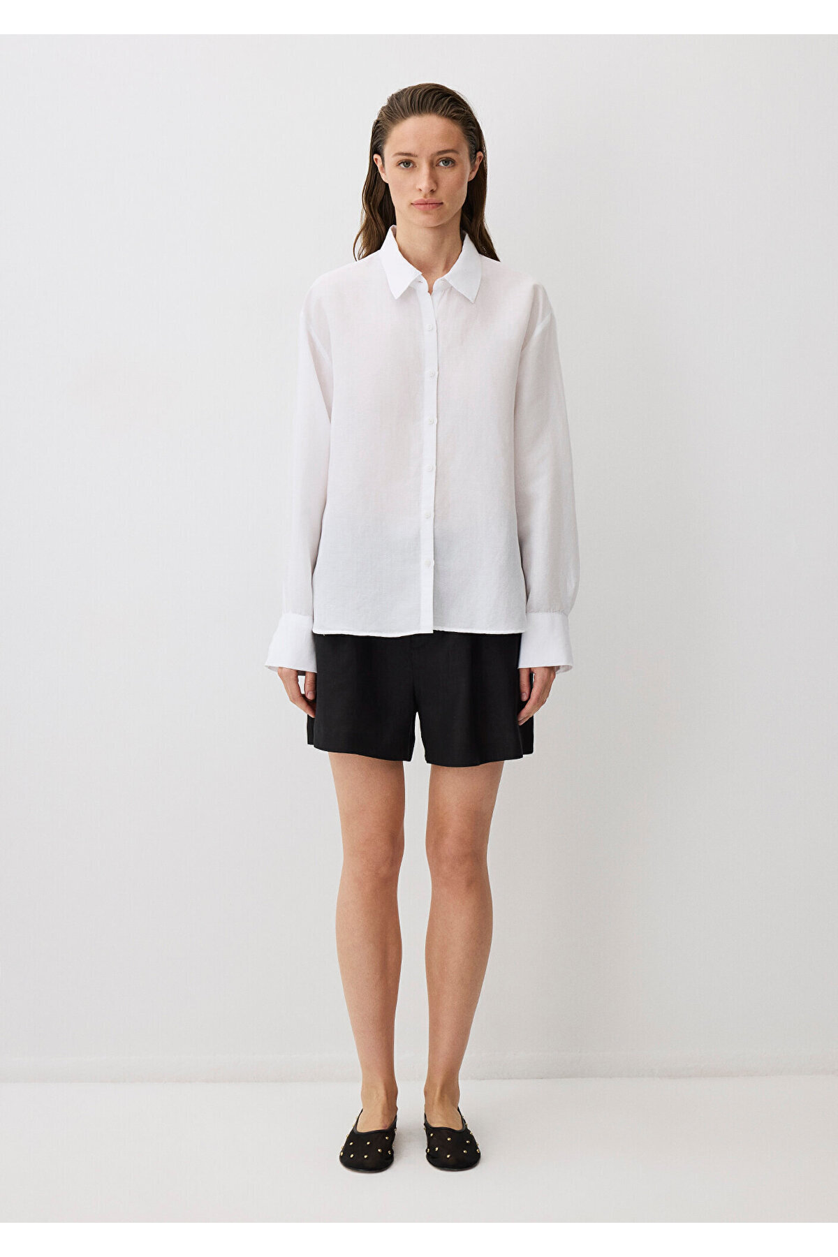 Beyaz (TENCEL™) Lyocell Karışımlı Gömlek Loose Fit / Bol Rahat Kesim 1211130-620 — صورتی — تصویر 4 از 6