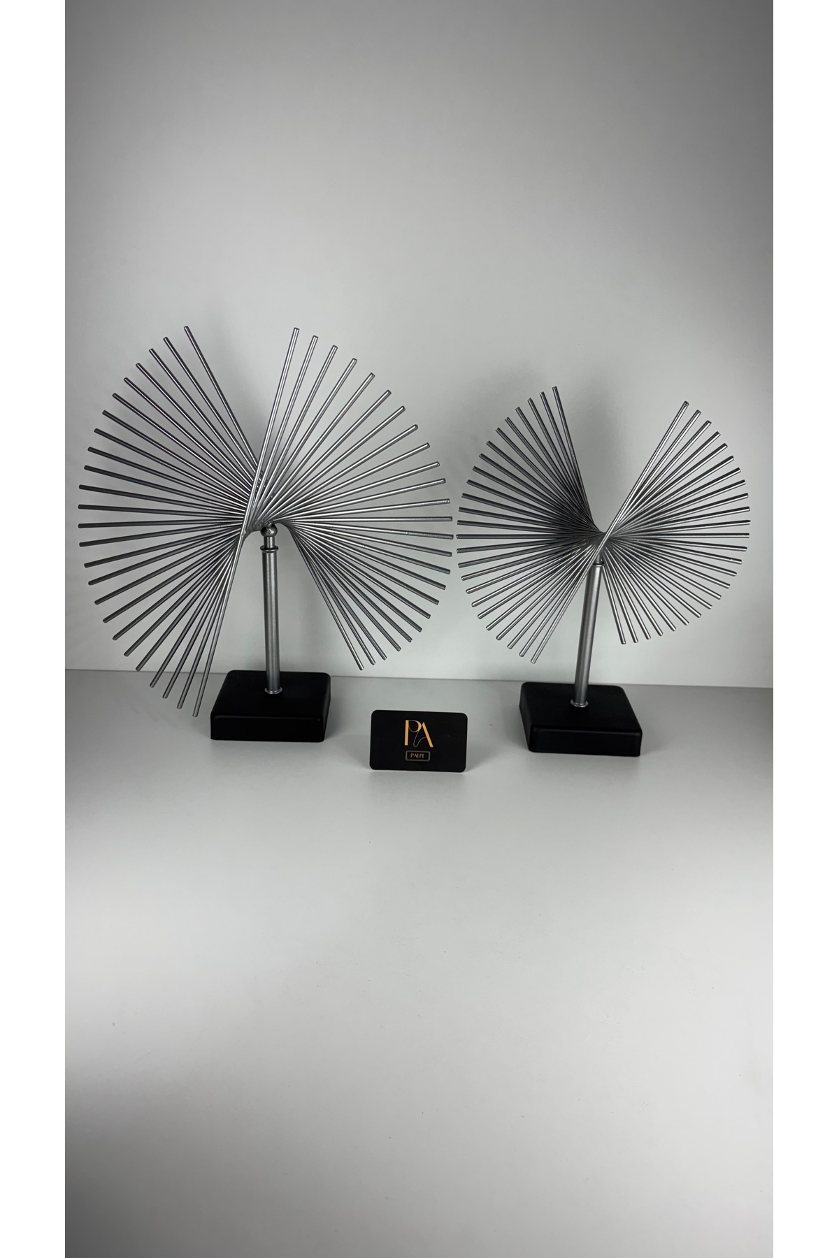 Silver 2-Piece Metal Decorative Object Trinket Ornament Hall Accessory Tv Coffee Table Table Console Office Hall Decor