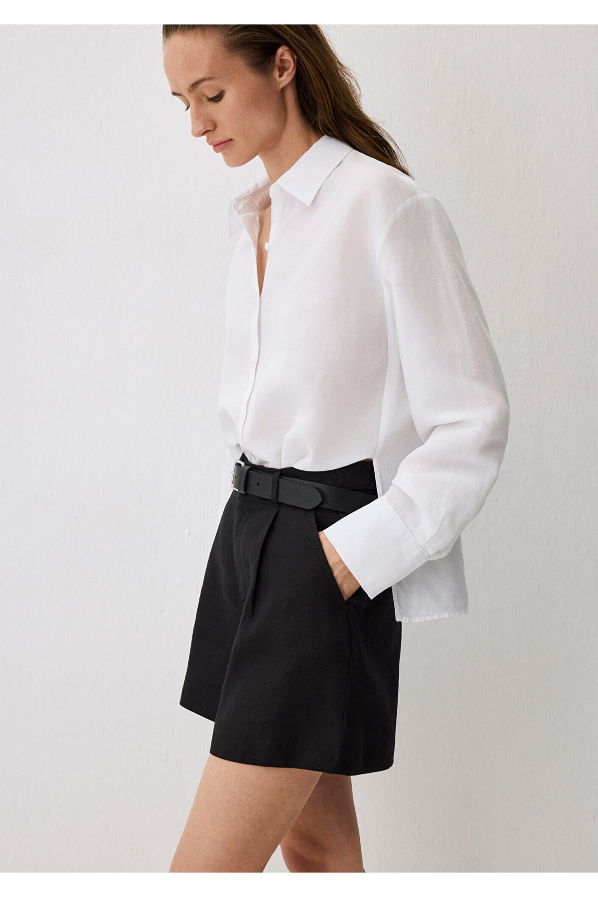 Mavi Beyaz (TENCEL™) Lyocell Karışımlı Gömlek Loose Fit / Bol Rahat Kesim 1211130-620 — صورتی