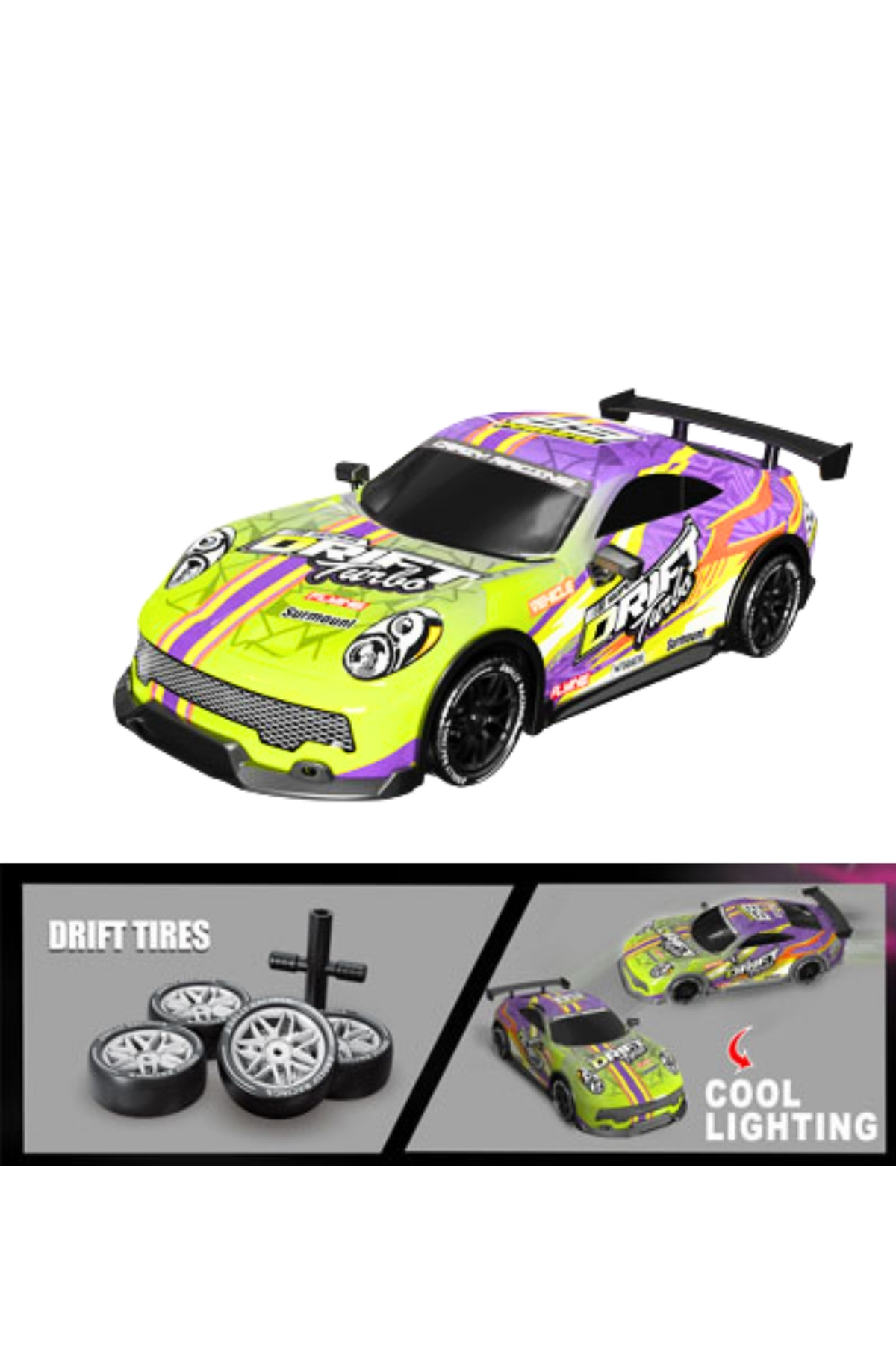 おもちゃ　TaDrac Magicway Drift Atan Turbo Rapid Araba Sarjlı Neon Renk Tasarımlı