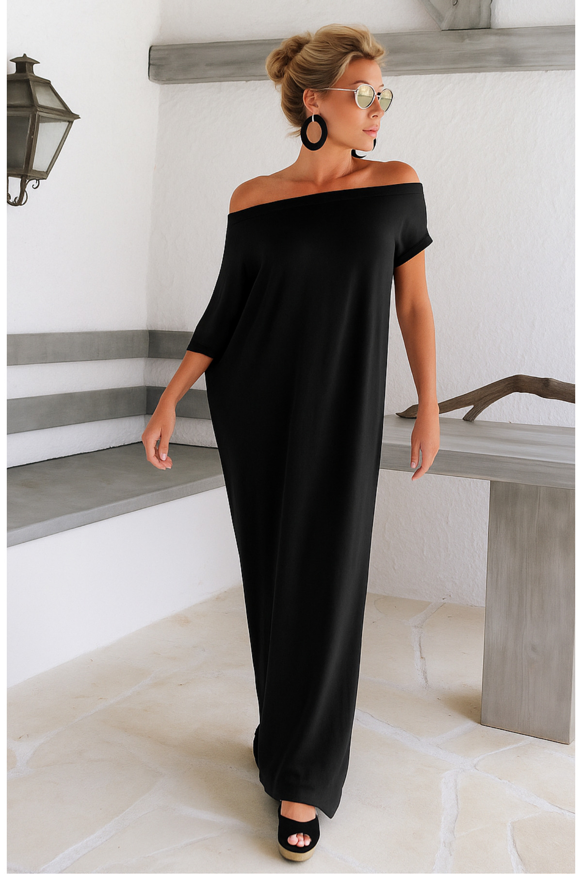 arakan  Kadın Omzu Açık Salaş Kesim Rahat Yazlık Maxi Elbise – K11 241