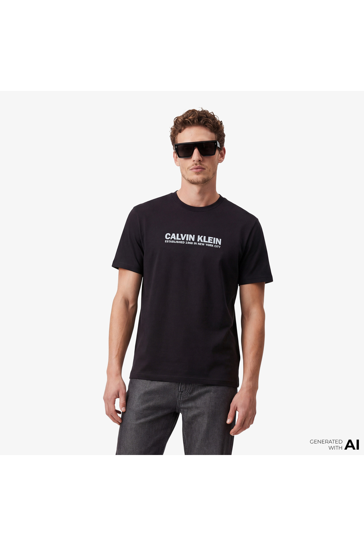 Calvin Klein Férfi logós Basic Regular Fit rövid ujjú fekete póló