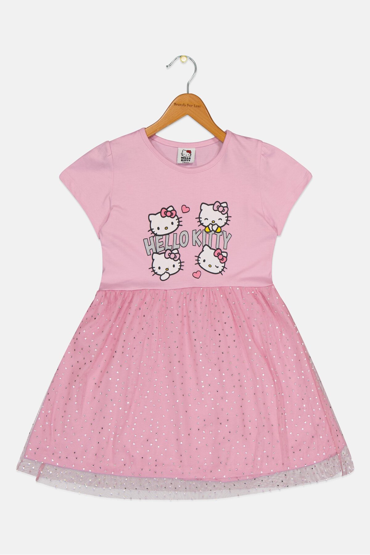 Hello Kitty Kids Girl Brand Logo Short Sleeve Dress, Pink- Trendyol