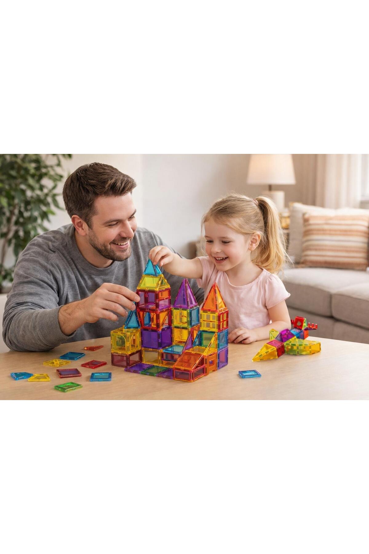 ZİVENTA Magnetic Tiles 110 Parça Manyetik Yapı Blokları Eğitici Stem Oyuncak Seti | Çocuklar İçin fotoğrafı 3 (önizleme)