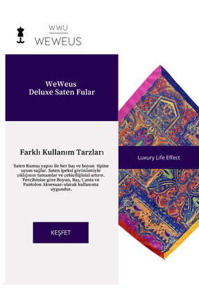 Weweus Pembe Etnik Desen Saten Lüks Bandana Fular