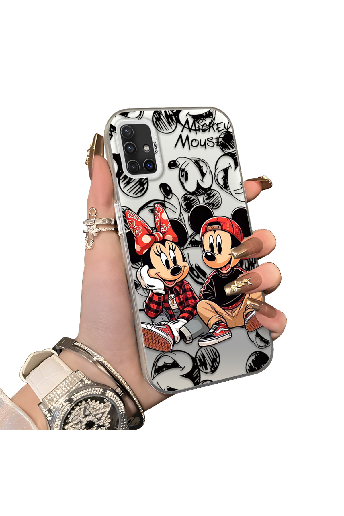 Hard Acrylic Rear Silicone Edge Lens Protection Case for Samsung Galaxy A51 4G Compatible Mickey