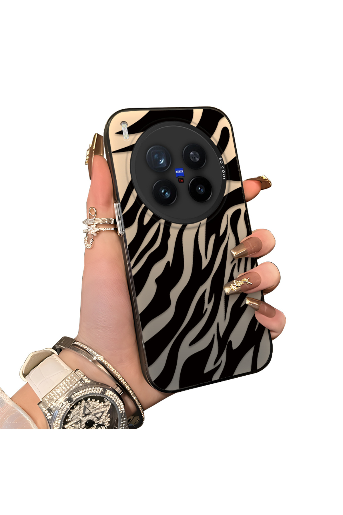 Vivo X300 Pro Compatible Hard Acrylic Rear Silicone Edge Lens Protection Case Wild Tiger