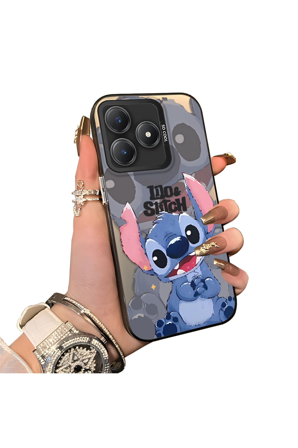 Realme Note 60 Compatible Hard Acrylic Rear Silicone Edge Lens Protection Case with Stitch Pattern