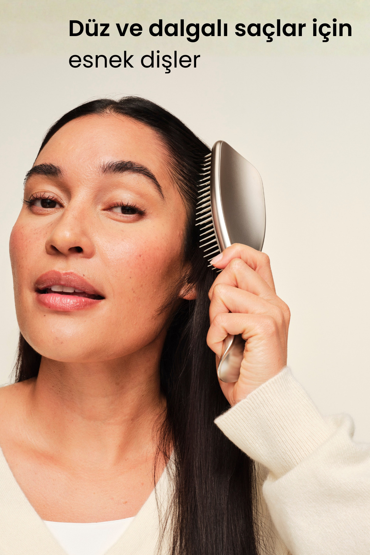 Ultimate Detangler Chrome Champagne Gold Islak & Kuru Düz ve Kıvırcık Saçlar için Saç Fırçası-Tarak — بژ — تصویر 5 از 7